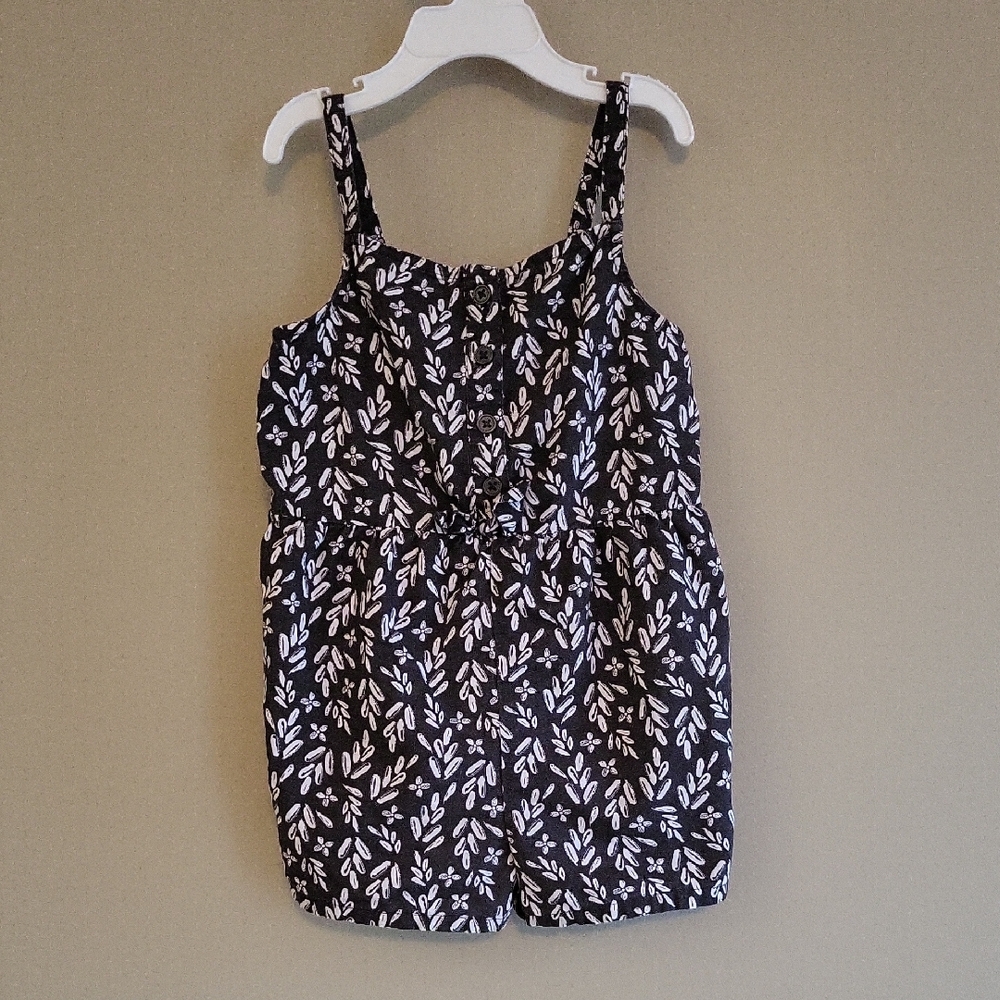 Charcoal sleeveless cotton short romper